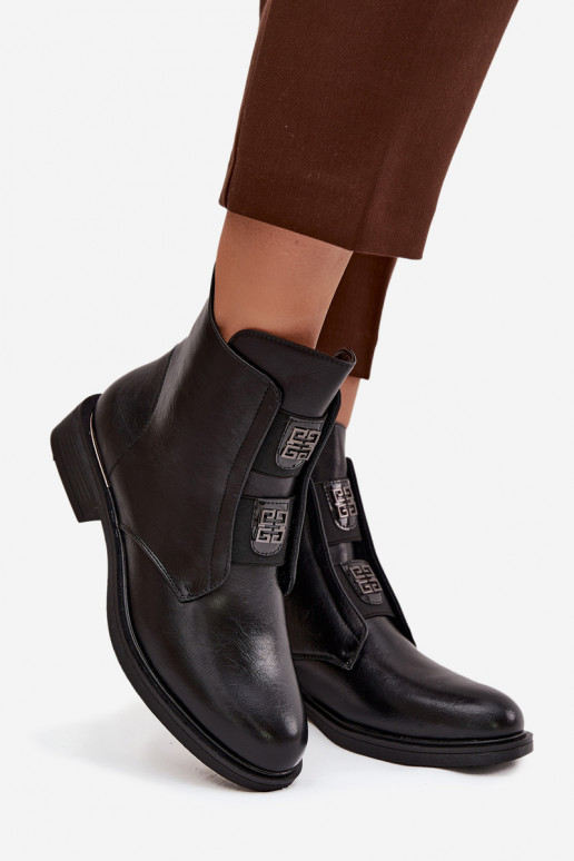 Bottines isolées noires à petit talon pour femmes Tavressa
