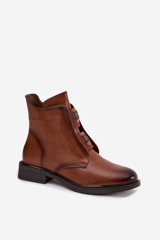 Bottines isolées marron à petit talon pour femmes Tavressa