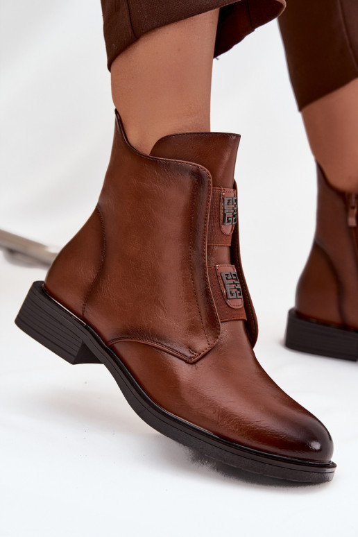 Bottines isolées marron à petit talon pour femmes Tavressa