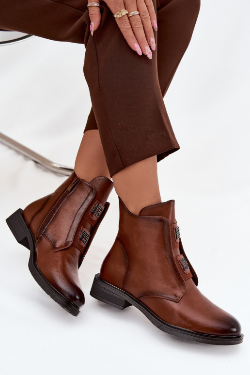 Bottines isolées marron à petit talon pour femmes Tavressa