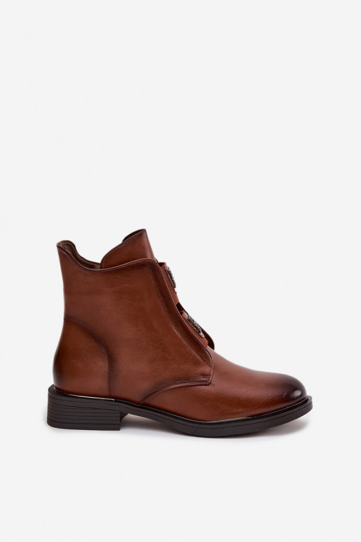 Bottines isolées marron à petit talon pour femmes Tavressa