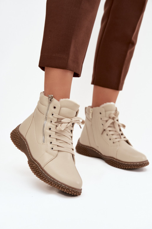 Bottines isolées couleur sable avec fausse fourrure à l'intérieur pour femmes Ulverina