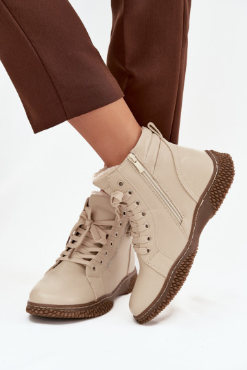Bottines isolées couleur sable avec fausse fourrure à l'intérieur pour femmes Ulverina 2
