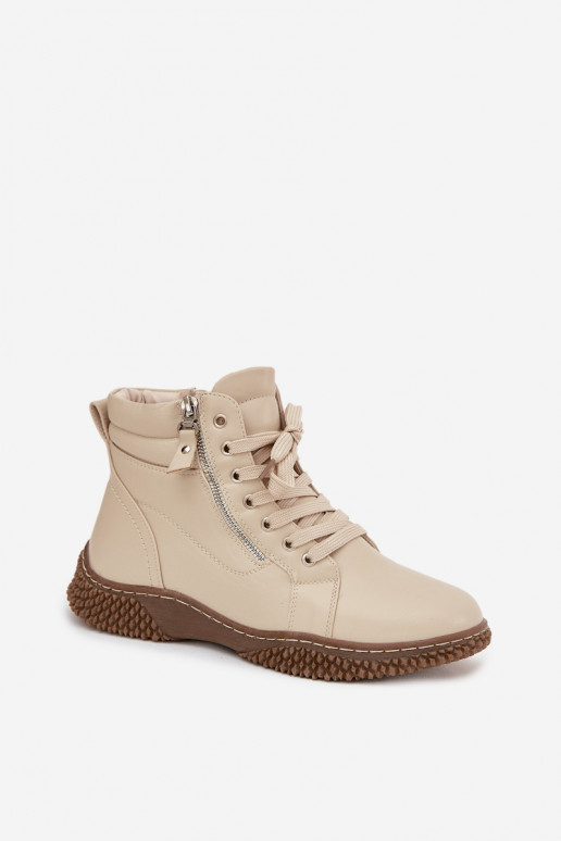 Bottines isolées couleur sable avec fausse fourrure à l'intérieur pour femmes Ulverina