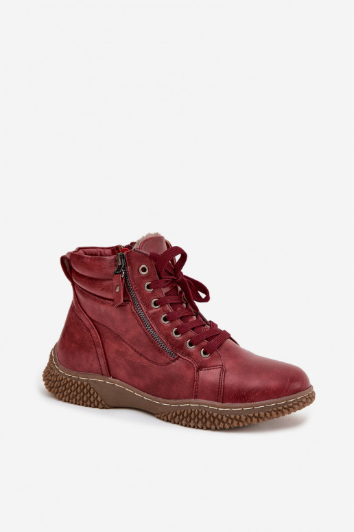 Bottines isolées bordeaux avec fausse fourrure à l'intérieur pour femmes Ulverina