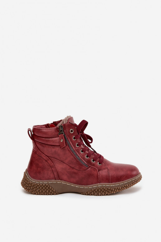Bottines isolées bordeaux avec fausse fourrure à l'intérieur pour femmes Ulverina