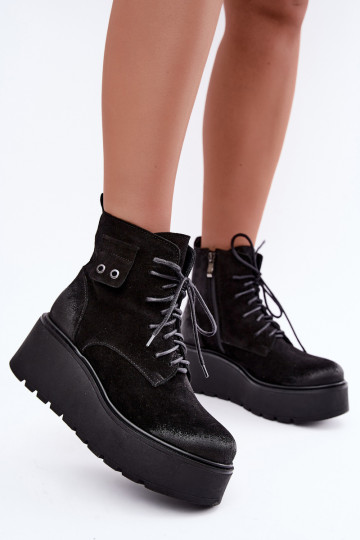Bottines noires pour femmes avec plateforme Zazoo 60499 2