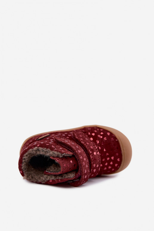 Bottes d'hiver en daim pour enfants avec cœurs Froddo G2110138-28 couleur bordeaux