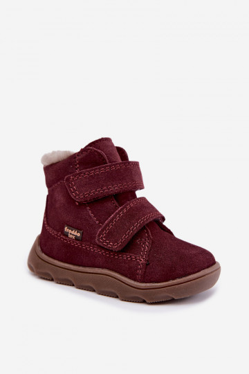 Bottes de neige en daim pour enfants Barefoot Froddo G2110151-4 couleur bordeaux