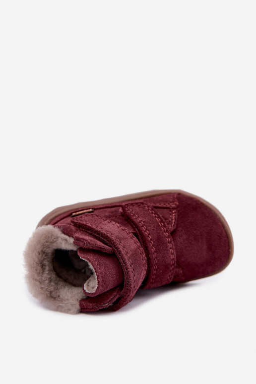 Bottes de neige en daim pour enfants Barefoot Froddo G2110151-4 couleur bordeaux