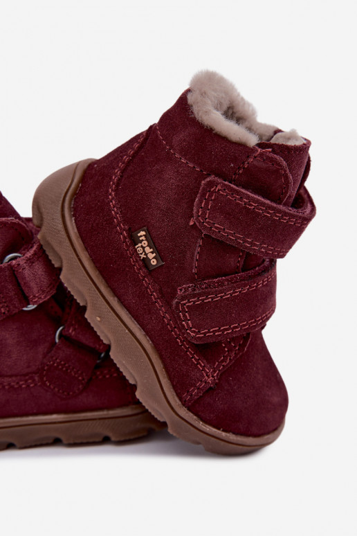 Bottes de neige en daim pour enfants Barefoot Froddo G2110151-4 couleur bordeaux