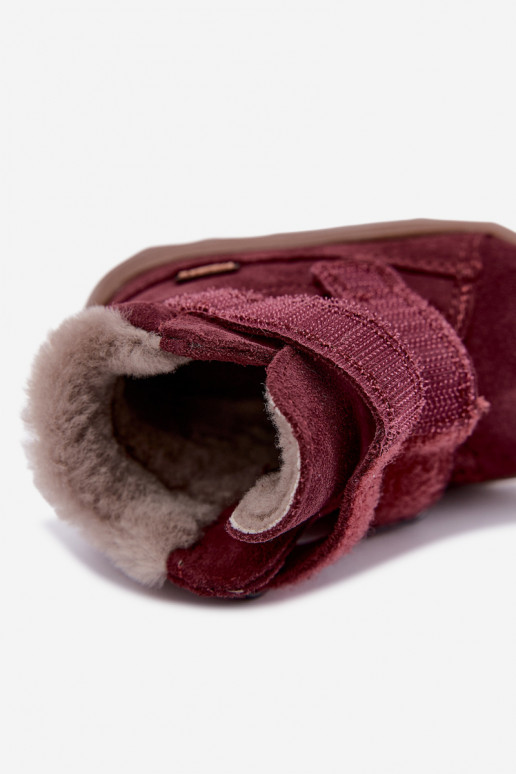 Bottes de neige en daim pour enfants Barefoot Froddo G2110151-4 couleur bordeaux