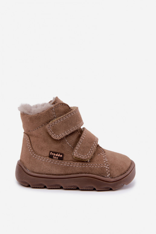 Bottes de neige en daim pour enfants Barefoot Froddo G2110151-8 couleur sable