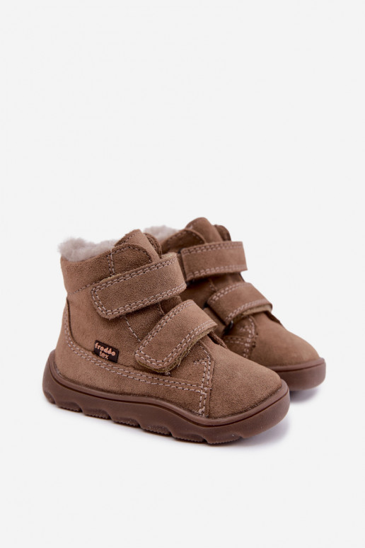 Bottes de neige en daim pour enfants Barefoot Froddo G2110151-8 couleur sable