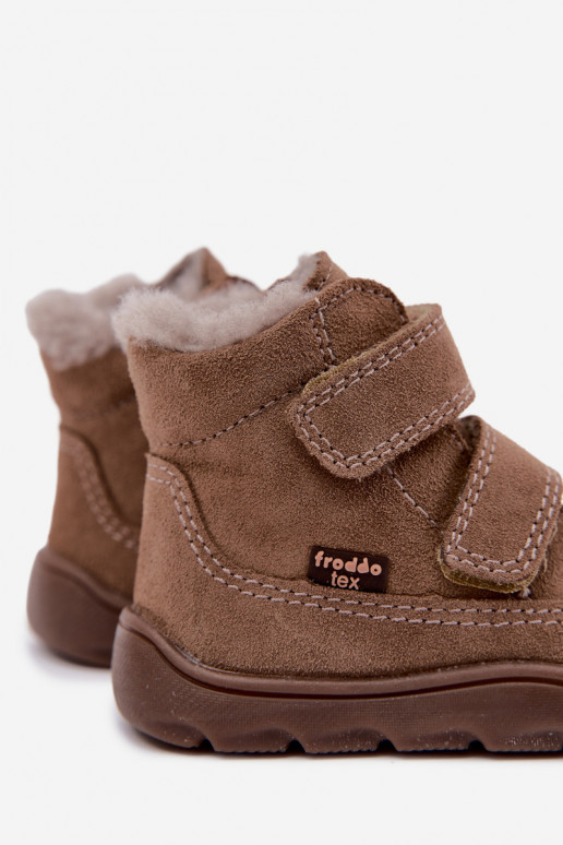 Bottes de neige en daim pour enfants Barefoot Froddo G2110151-8 couleur sable