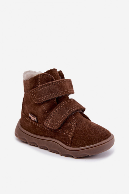 Bottes de neige en daim pour enfants Barefoot Froddo G2110151-13 couleur chocolat