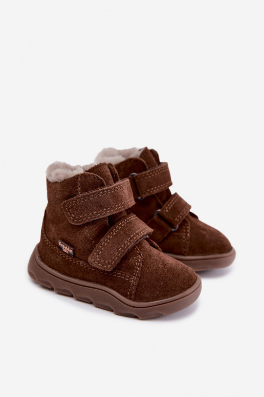 Bottes de neige en daim pour enfants Barefoot Froddo G2110151-13 couleur chocolat