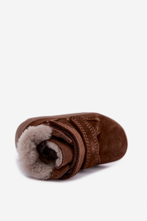 Bottes de neige en daim pour enfants Barefoot Froddo G2110151-13 couleur chocolat