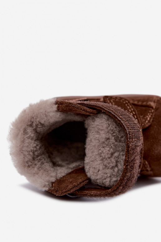 Bottes de neige en daim pour enfants Barefoot Froddo G2110151-13 couleur chocolat