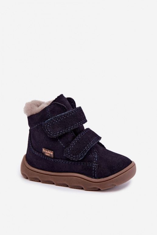 Bottes de neige en daim pour enfants Barefoot Froddo G2110151 bleu foncé