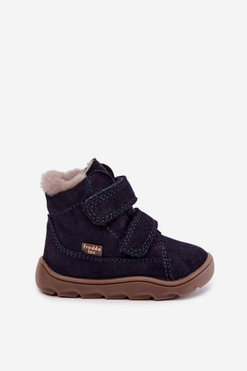 Bottes de neige en daim pour enfants Barefoot Froddo G2110151 bleu foncé 2