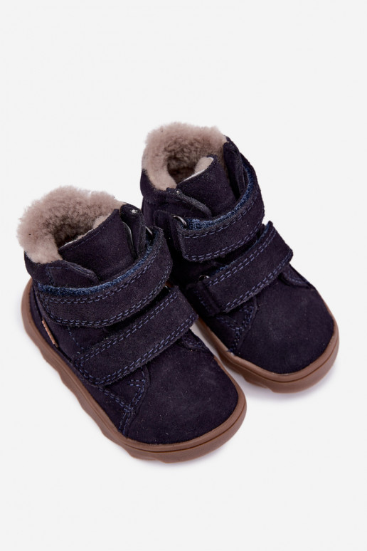 Bottes de neige en daim pour enfants Barefoot Froddo G2110151 bleu foncé