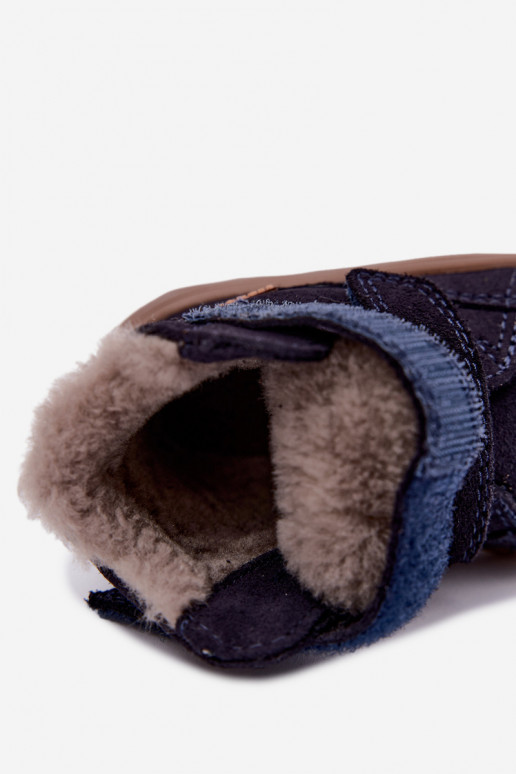 Bottes de neige en daim pour enfants Barefoot Froddo G2110151 bleu foncé