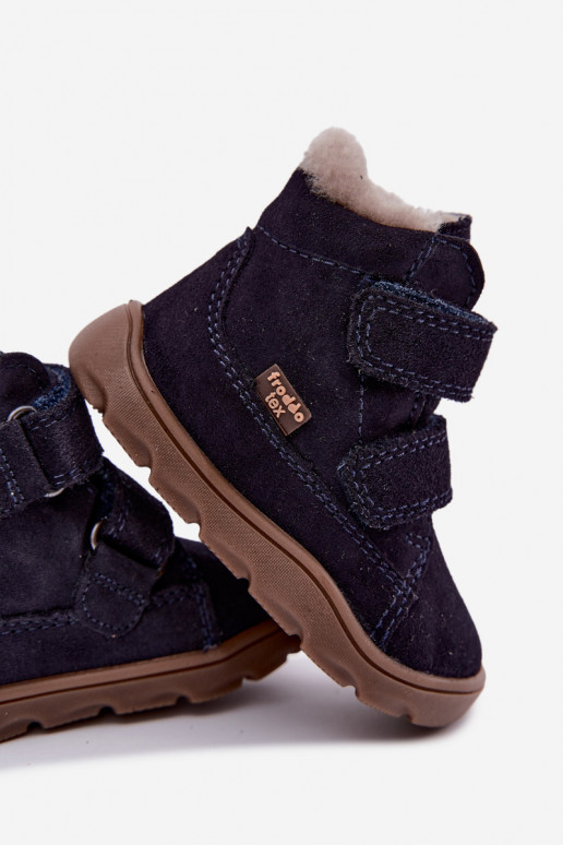 Bottes de neige en daim pour enfants Barefoot Froddo G2110151 bleu foncé