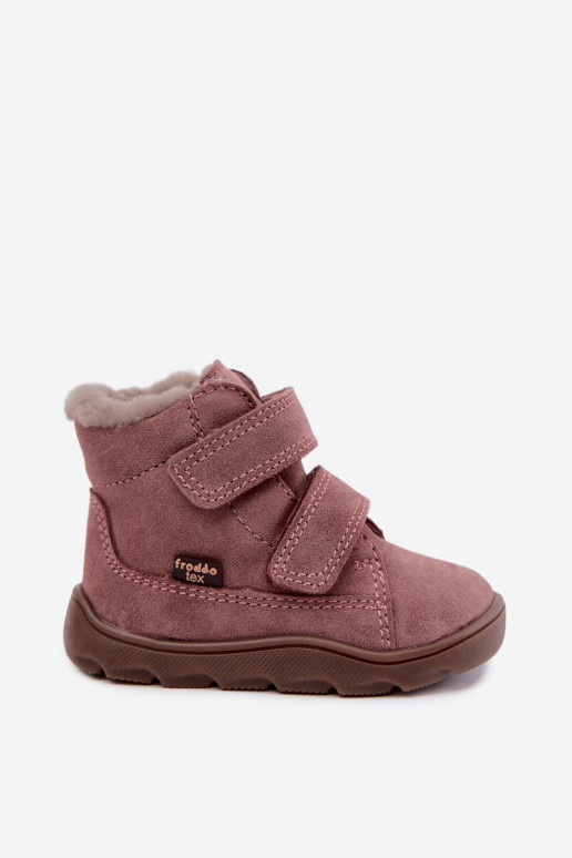 Bottes de neige en daim pour enfants Barefoot Froddo G2110151 rose