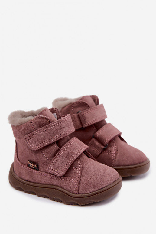 Bottes de neige en daim pour enfants Barefoot Froddo G2110151 rose