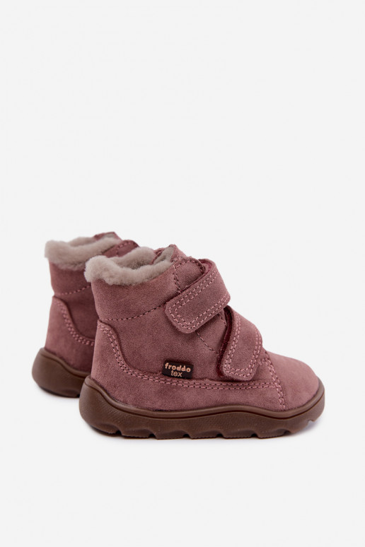 Bottes de neige en daim pour enfants Barefoot Froddo G2110151 rose