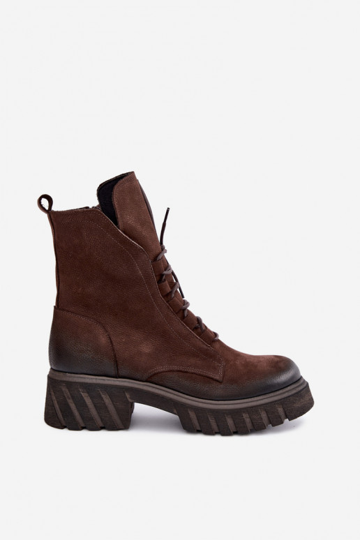 Bottines de travail en cuir pour femmes Zazoo 1850 chocolat