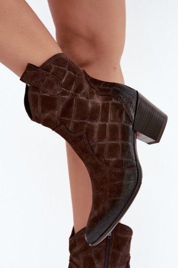 Peau Chaussures en daim style coÀ-boy avec une empreinte Zazoo 1988 CzekoladoÀe