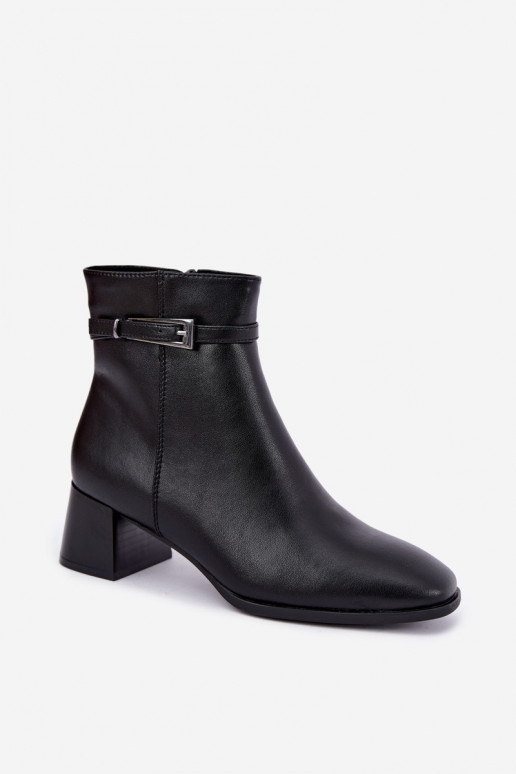 Bottines isolées en cuir pour femmes avec boucles Sergio Leone BT-34 noires