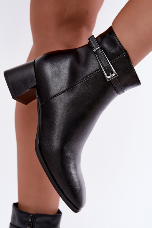 Bottines isolées en cuir pour femmes avec boucles Sergio Leone BT-34 noires