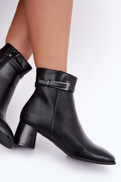 Bottines isolées en cuir pour femmes avec boucles Sergio Leone BT-34 noires