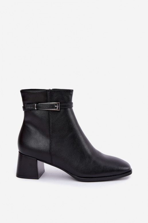 Bottines isolées en cuir pour femmes avec boucles Sergio Leone BT-34 noires