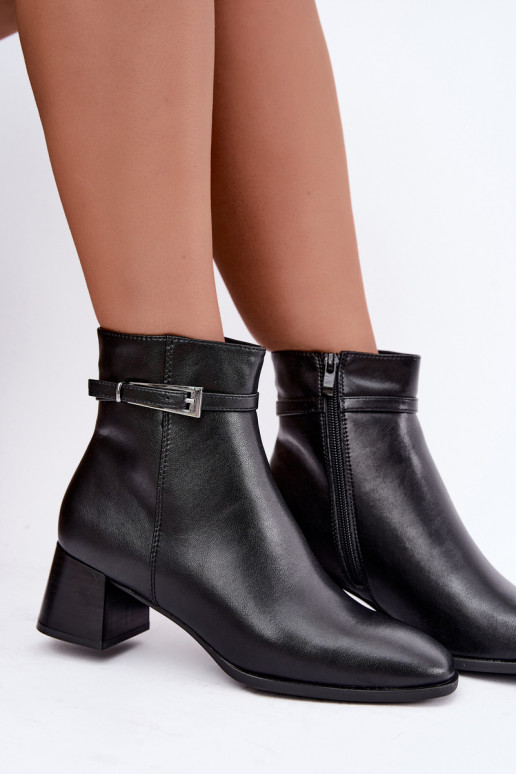 Bottines isolées en cuir pour femmes avec boucles Sergio Leone BT-34 noires