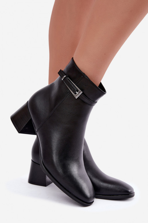 Bottines isolées en cuir pour femmes avec boucles Sergio Leone BT-34 noires