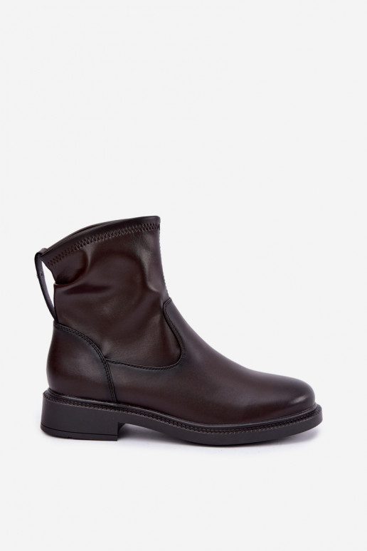 Bottines isolées en cuir avec talons larges Sergio Leone BT-62 chocolat