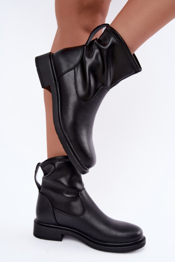 Peau réchauffer Bottes avec des talons larges Sergio Leone BT-62 couleur noire