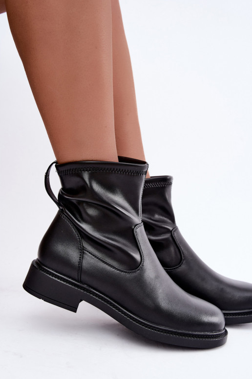 Bottines isolées en simili cuir avec talons larges Sergio Leone BT-62 noir