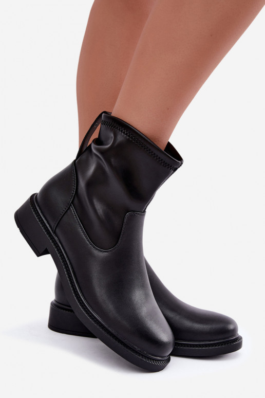 Peau réchauffer Bottes avec des talons larges Sergio Leone BT-62 couleur noire