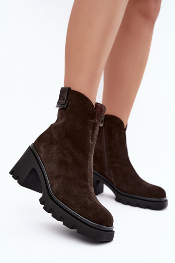 Peau Chaussures en daim avec des talons réchauffer T.Sokolski SH Z26-428 CzekoladoÀe