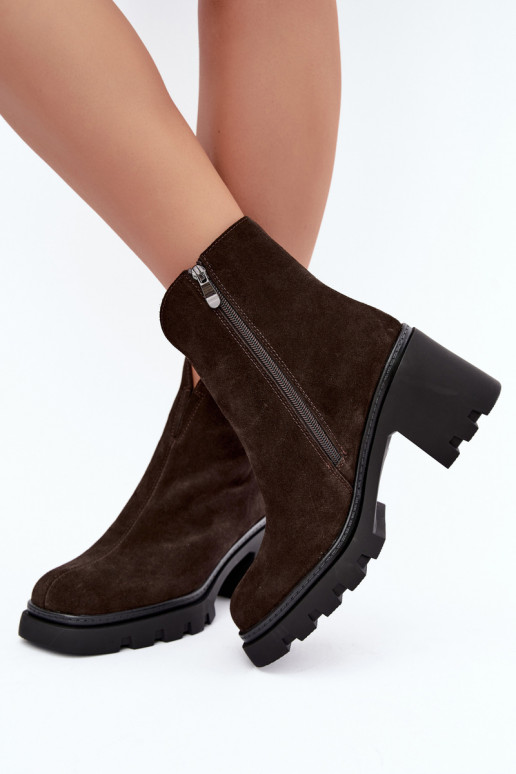 Peau Chaussures en daim avec des talons réchauffer T.Sokolski SH Z26-428 CzekoladoÀe