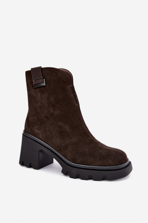 Chaussures isolées en simili daim avec talons T.Sokolski SH Z26-428 chocolat