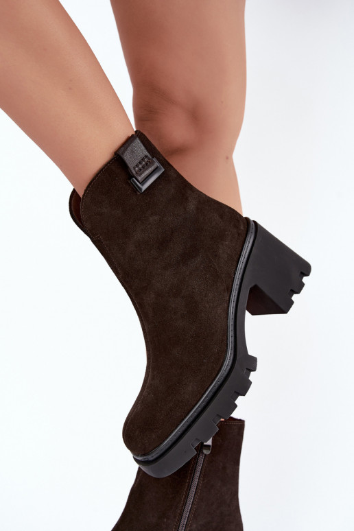Chaussures isolées en simili daim avec talons T.Sokolski SH Z26-428 chocolat