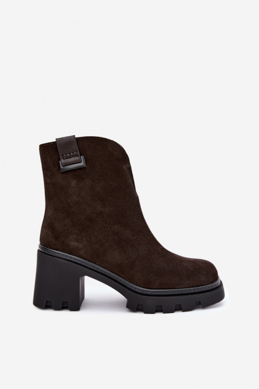 Peau Chaussures en daim avec des talons réchauffer T.Sokolski SH Z26-428 CzekoladoÀe