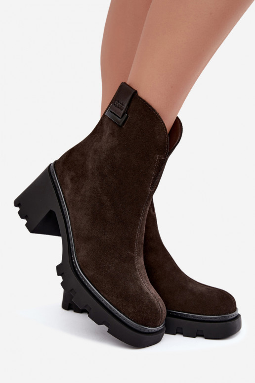 Chaussures isolées en simili daim avec talons T.Sokolski SH Z26-428 chocolat