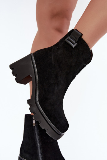 Peau Chaussures en daim avec des talons réchauffer T.Sokolski SH Z26-428 couleur noire 2